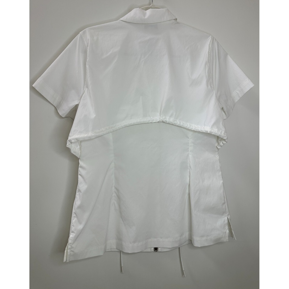Athleta Advantage Cinch Top White Short Sleeve Full Zip Utility Shirt Small EUC - Picture 10 of 12